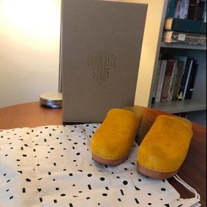 Charlotte Stone Martino Clog, Yellow Suede, Size 6